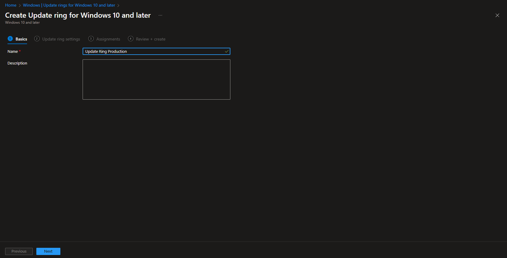 Naming the update ring policy